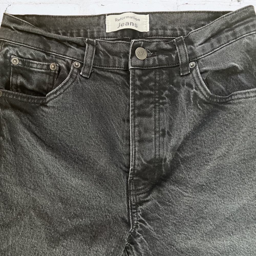 Reformation "Serena" High Skinny Crop Jeans Black Wash Size 27 Sustainable